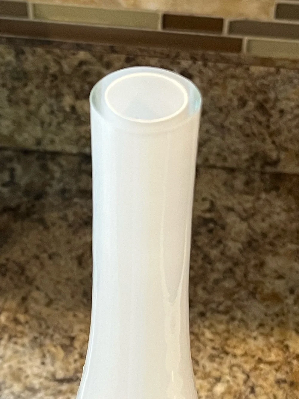 White Decorative Glass Bud Vase - Modern Home Accent 14”